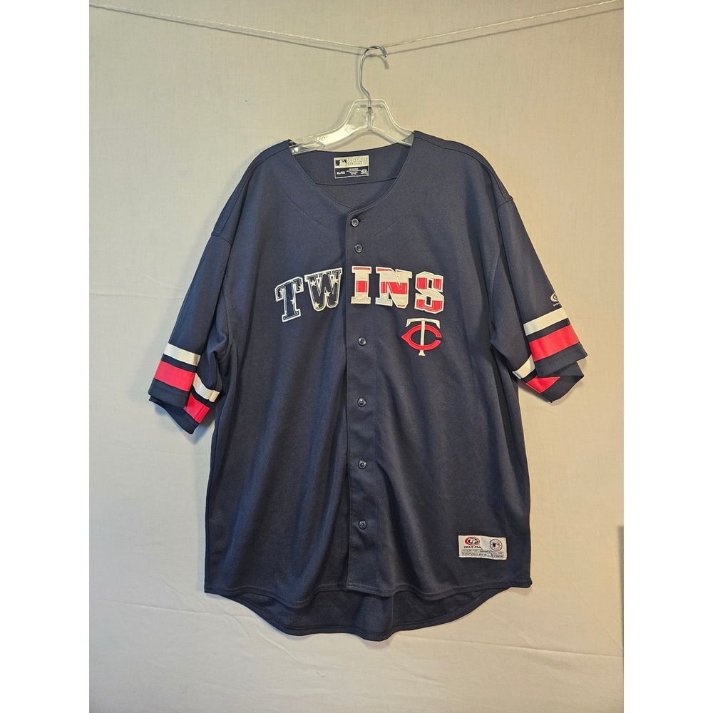 Minnesota Twins True Fan MLB Baseball Jersey Navy Blue Mens XL 84510